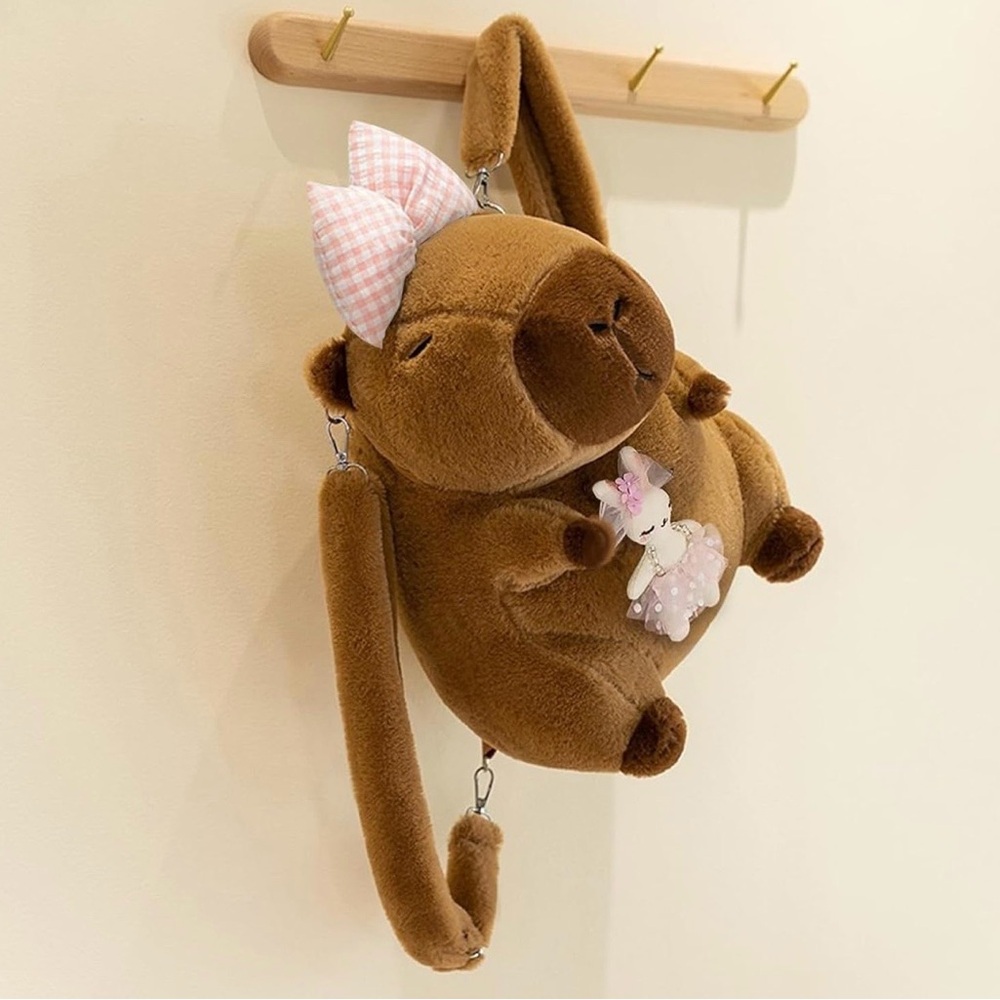 Kawaii Adorable 3D CAPYBARA Novelty Plushie Stuffed Animal Cute Backpack - Picture 4 of 6